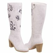 Валенки с мехом на каблуке белые с цветочками - купить в интернет-магазине теплой обуви Uggi-valenki.ru